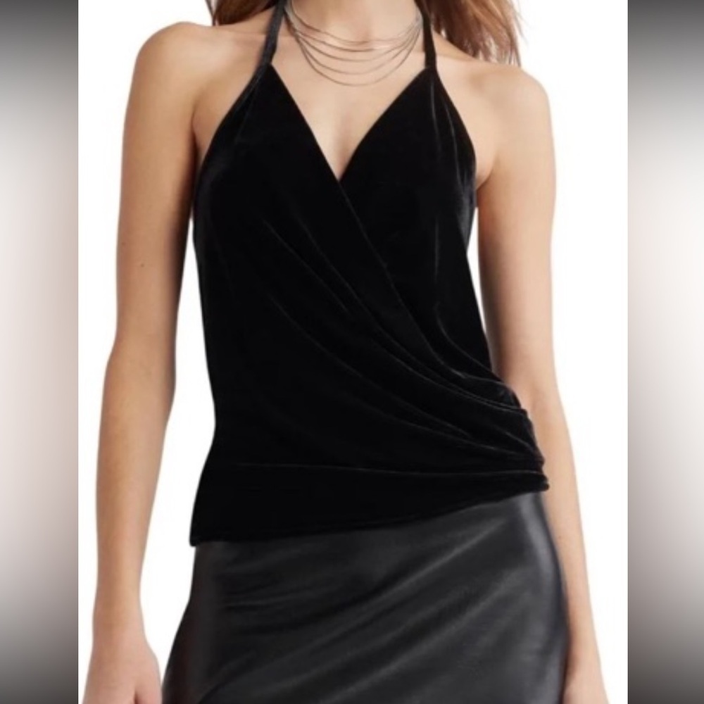 Nordstrom Open Edit Velvet Halter Top